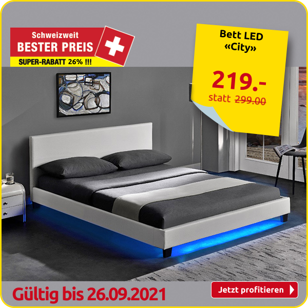 Bett LED «City», B 140 cm