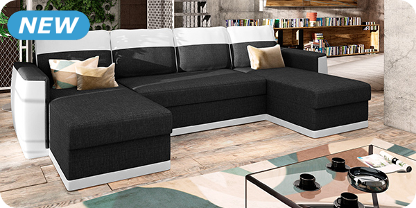 Wohnlandschaft «Sam», grau-weiss