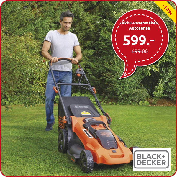 Black+Decker Akku-Rasenmäher Autosense «CLMA4825L2-QW», Grasfangkorb 50 l