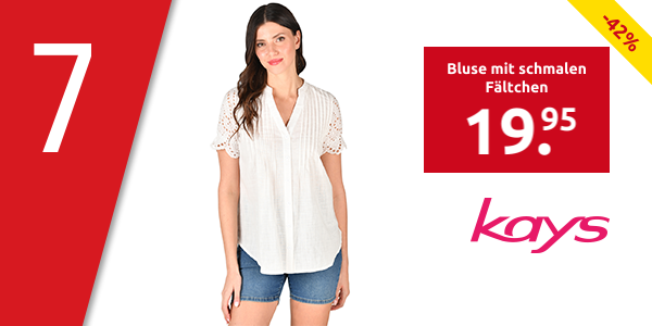 Bluse mit schmalen Fältchen, weiss