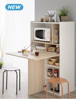 3-in-1 Küchenmöbel «Flap», B 80 x H 137 x T 44,5 cm, eiche/weiss