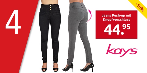 Jeans Push-up mit Knopfverschluss, grau