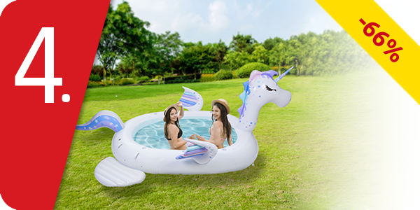 2-in-1, Planschbecken/Schwimmtier, aufblasbares Einhorn Mega, 6 Personen