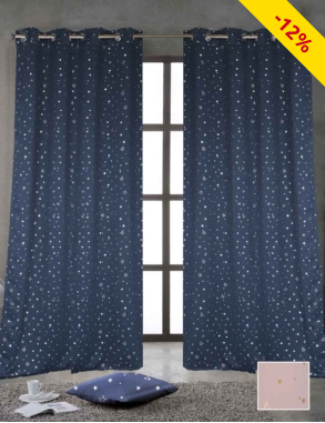 Lichtundurchlässiger Vorhang «Stars», 240 x 140 cm, marine