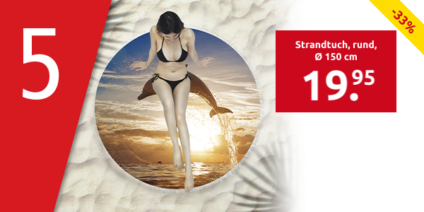 Strandtuch, rund, Ø 150 cm, «Delfin»