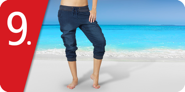 Caprihose aus Denim im used Effekt