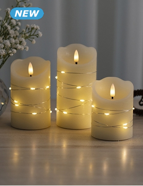 LED-Kerzen aus Kunst-Wachs, Set, 3 Stück