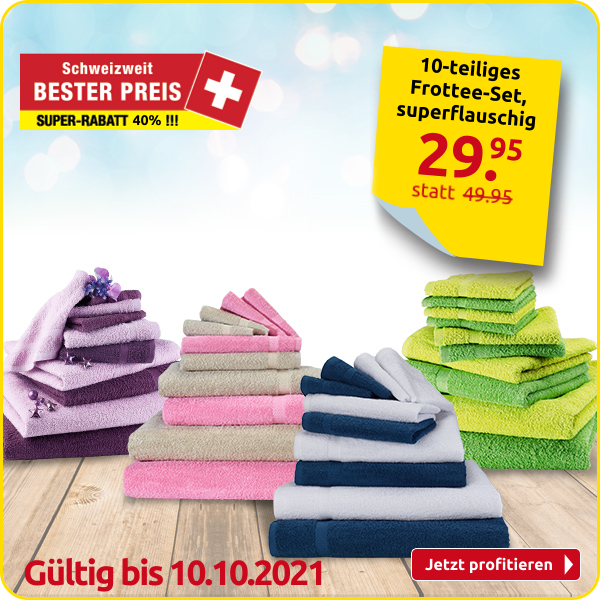 10-teiliges Frottee-Set, superflauschig, violett/lila