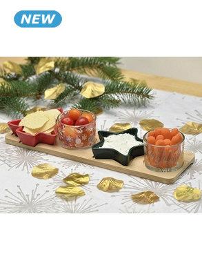 Apéroschüssel-Set «Weihnachten», mit Bambus-Serviertablett