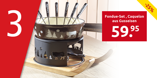 Fondue-Set «Berge», Caquelon aus Gusseisen 2,5 l