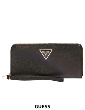 GUESS Portemonnaie mit Dreieck-Logo «Noelle», schwarz