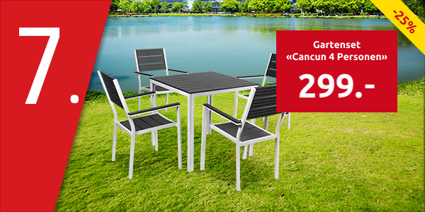 Gartenset «Cancun 4 Personen», 5-teilig, weiss/grau