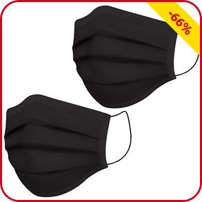 Mund-Nasen-Schutz aus Stoff, 2er-Set, schwarz