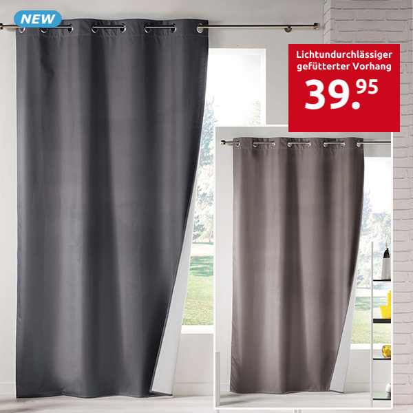Lichtundurchlässiger gefütterter Vorhang «Icemount», isolierend, B 140 x H 260 cm, anthrazit