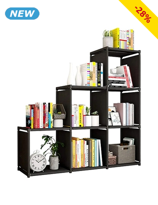 Regal «Escalier», konfigurierbar, 6 Nischen, 3 Boxen, 102x106x28 cm, grau