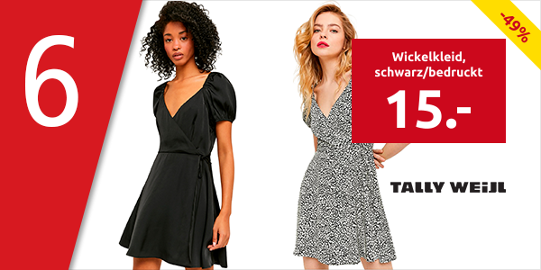 TALLY WEiJL Wickelkleid, schwarz/bedruckt