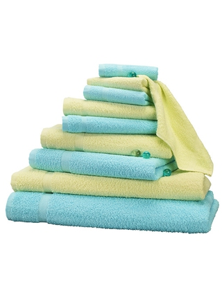 10-teiliges Frottee-Set, superflauschig, lime/türkis