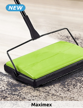 Mechanischer Besen, stromlos, 3-teiliger Stiel, grün