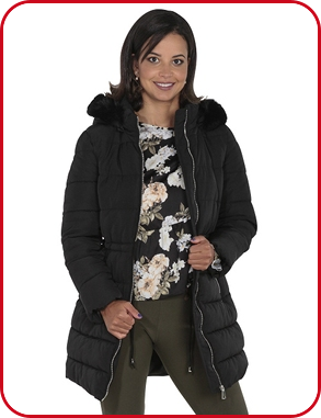 Gesteppter Mantel, schwarz