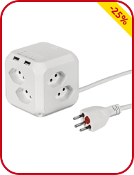 Würfelbuchse, mit 2 USB-Anschlüssen