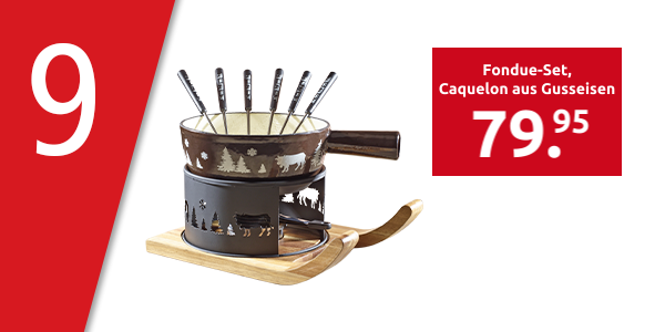Fondue-Set «Berge», Caquelon aus Gusseisen 2,5 l