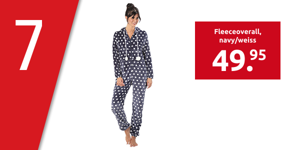 Fleeceoverall, navy/weiss