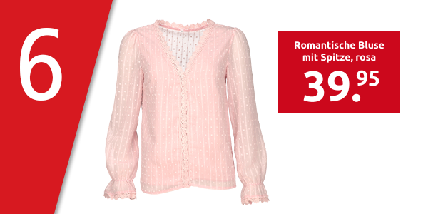 Romantische Bluse mit Spitze, rosa