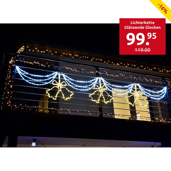 Lichterkette «Glänzende Glocken», 408 LED, 270 cm
