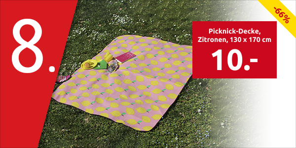 Picknick-Decke, Zitronen, 130 x 170 cm