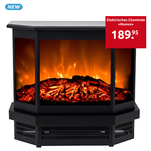 Elektrisches Cheminée «Nuovo» aus Glas und Metall