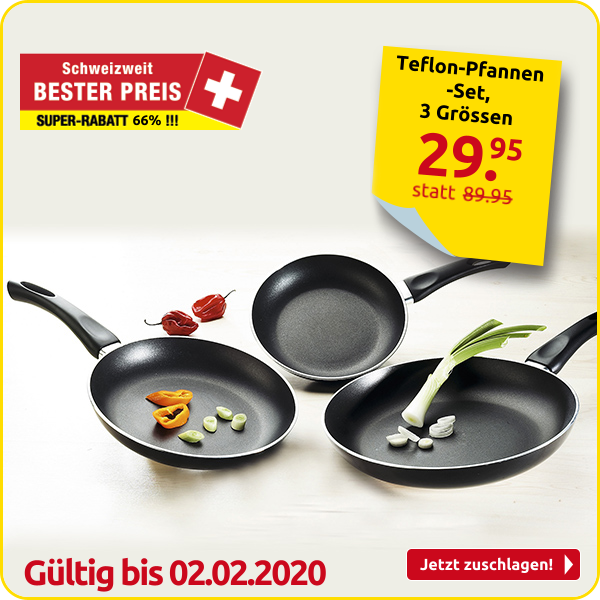 Teflon-Pfannen-Set, 3 Grössen