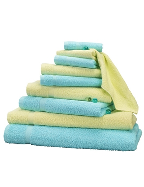 10-teiliges Frottee-Set, superflauschig, lime/türkis