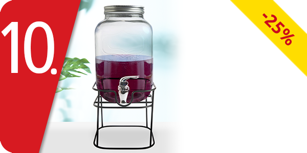 Getränkespender aus Glas mit Halter, 4 l
