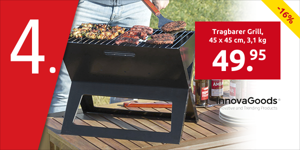 InnovaGoods tragbarer Grill, 45 x 45 cm, 3,1 kg