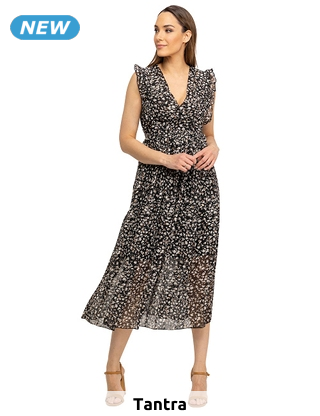 tANtRA Kleid «Romance», weiss/anthrazit, leopard