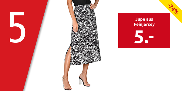 Jupe aus Feinjersey, schwarz/weiss bedruckt