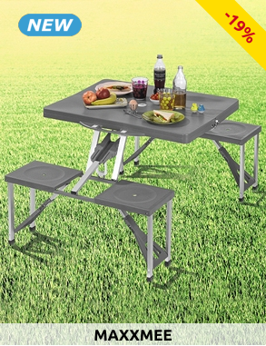 Campingtisch, B 85 x H 65 x T 67 cm, grau