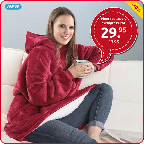 Fleecepullover, extragross, rot