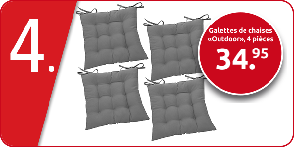 Galettes de chaises «Outdoor», 4 pièces, gris