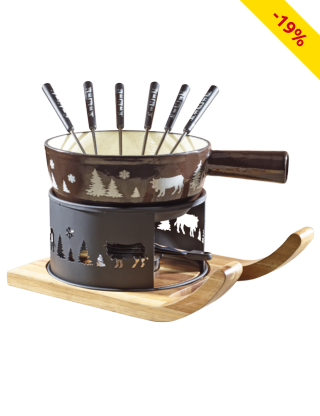 Fondue-Set «Berge», Caquelon aus Gusseisen 2,5 l