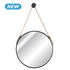 Spiegel «Seil», Ø 40 cm, schwarz/Seil