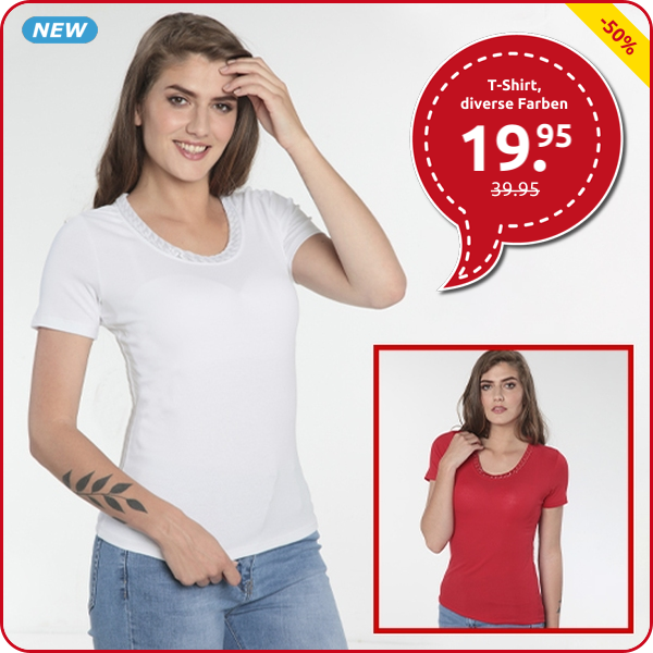 T-Shirt für Damen mit rundem Ausschnitt, weiss