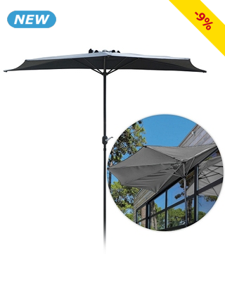 Halber Sonnenschirm, wasserabweisend, mit Lüftungsschacht, grau