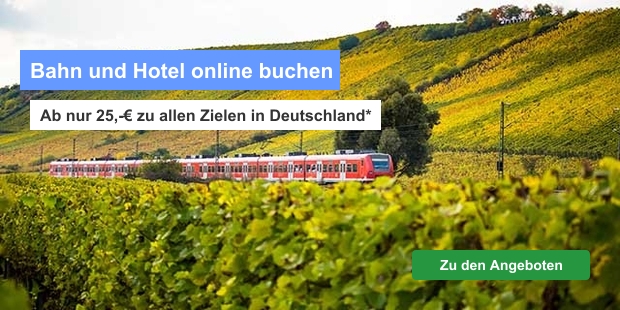 Bahn und Hotel online buchen - Ab nur 25,-€ zu allen Zielen in Deutschland*
