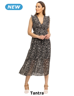 tANtRA Kleid «Romance», weiss/anthrazit, leopard