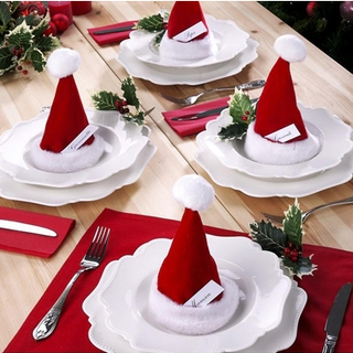 Tischdekoration mit befüllbaren Weihnachtsmützen, 6 Stück