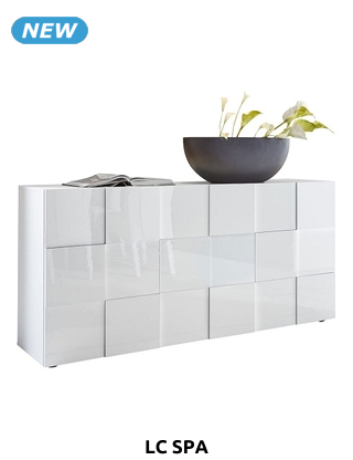LC SPA Sideboard «Dana», L 181 x H 84 x P 43 cm, finition high-gloss, blanc