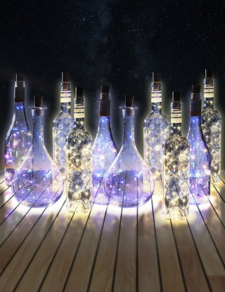 LED-Flaschenverschluss, 10er-Set, warmweiss/bunt