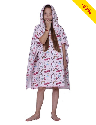 Badeponcho «Einhorn», 60 x 60 cm, rosa