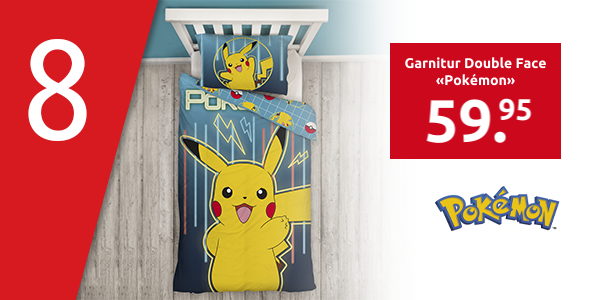 Garnitur Double Face «Pokémon» 160 x 210 cm + 65 x 100 cm